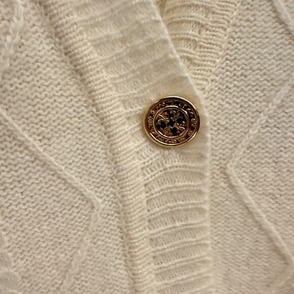 Saint Cyr Vintage Cream Wool Angora Blend Cableknit 4 Button Cardigan Size M - Picture 5 of 8